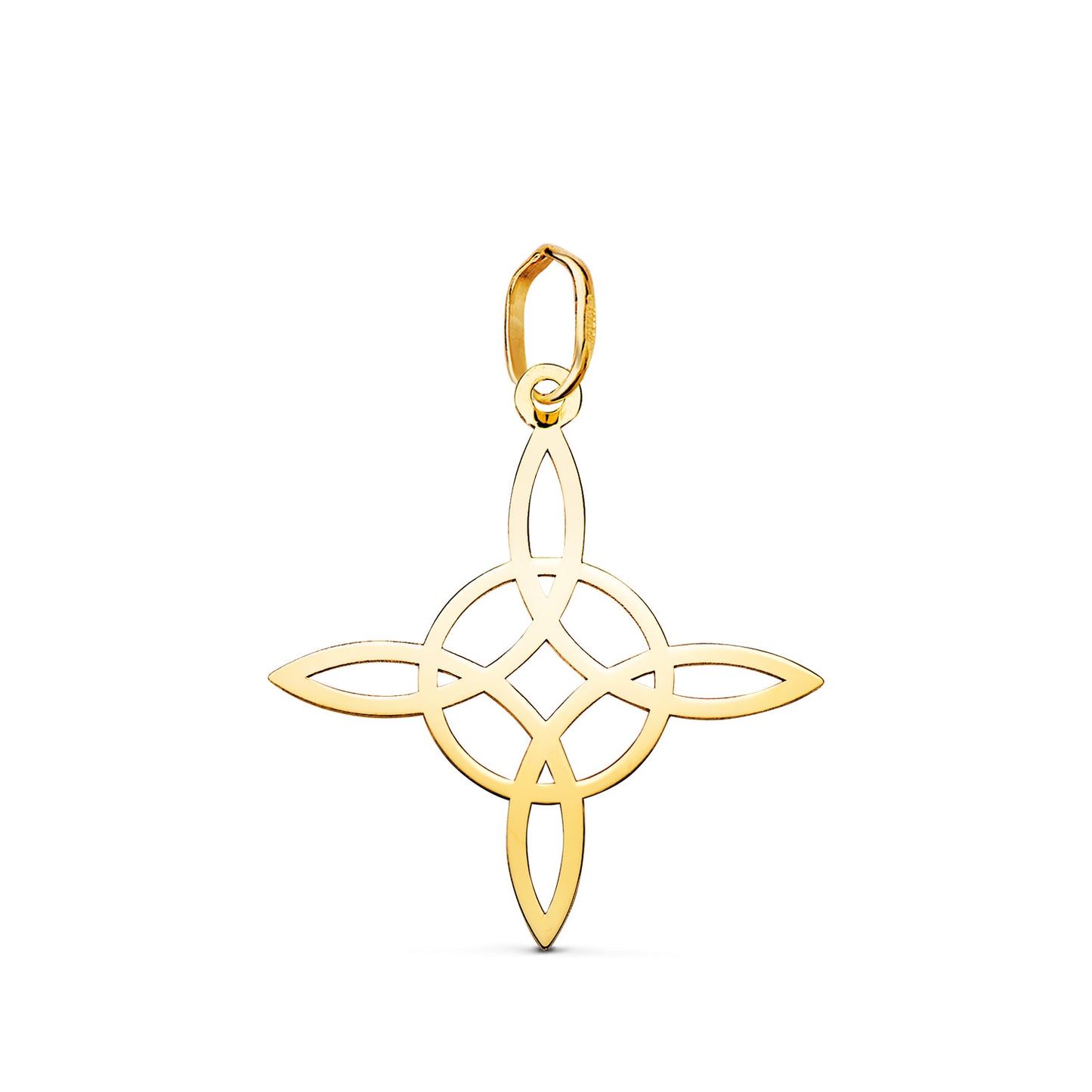 Colgante Amuleto Nudo de Bruja en Brillo: Medida: 22 x 20 mm de oro amarillo 18K