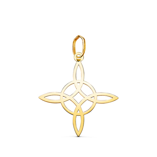 Colgante Amuleto Nudo de Bruja en Brillo: Medida: 22 x 20 mm de oro amarillo 18K
