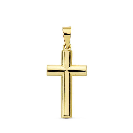 Cruz Lisa Palo Oval. 21 x 12 mm de oro amarillo 18K