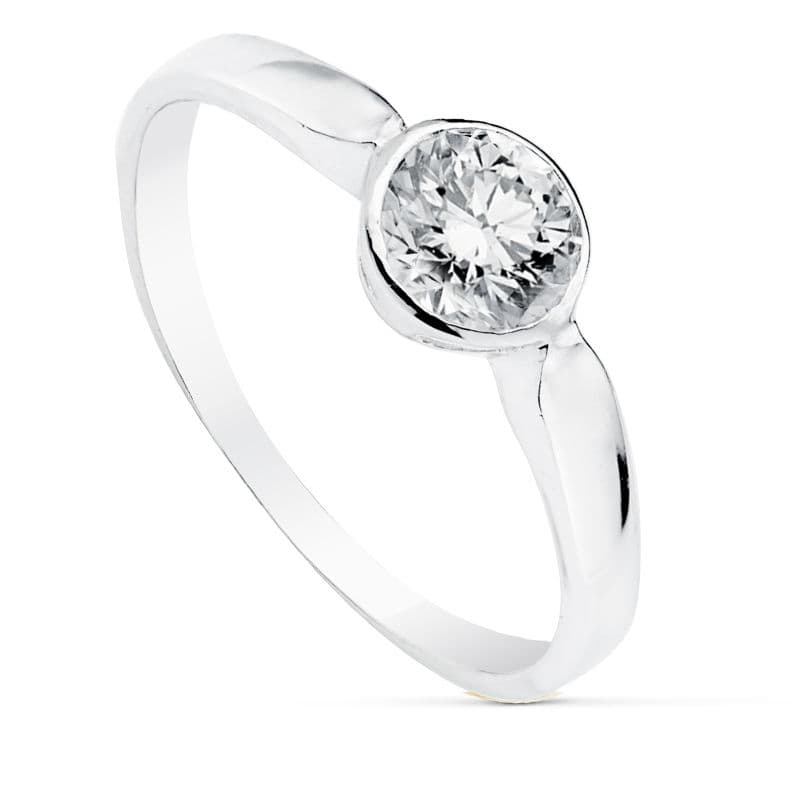 Solitario Circonita Chaton 4,5 mm de oro blanco 18K