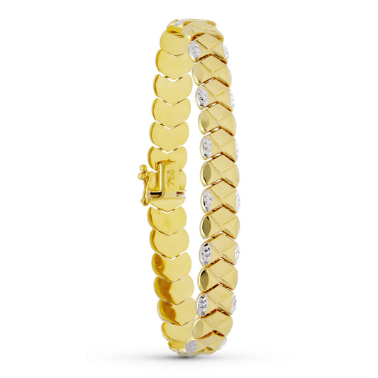 Pulsera Bicolor Estampacion 20,5 cm 18K
