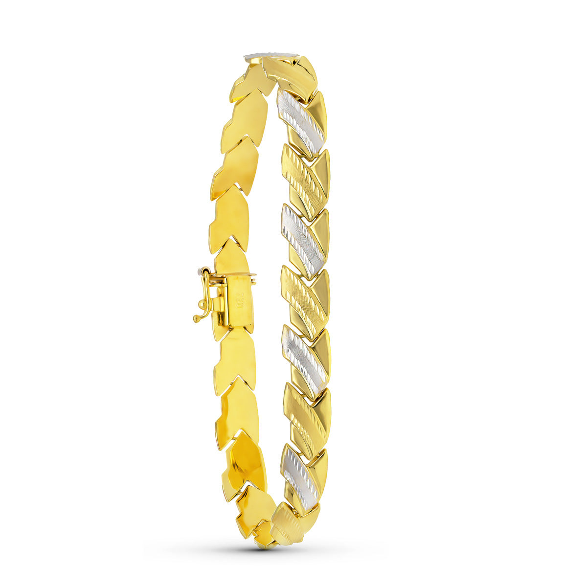 Pulsera Bicolor Estampacion 18K