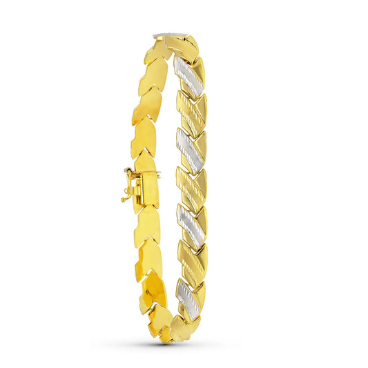 Pulsera Bicolor Estampacion 18K