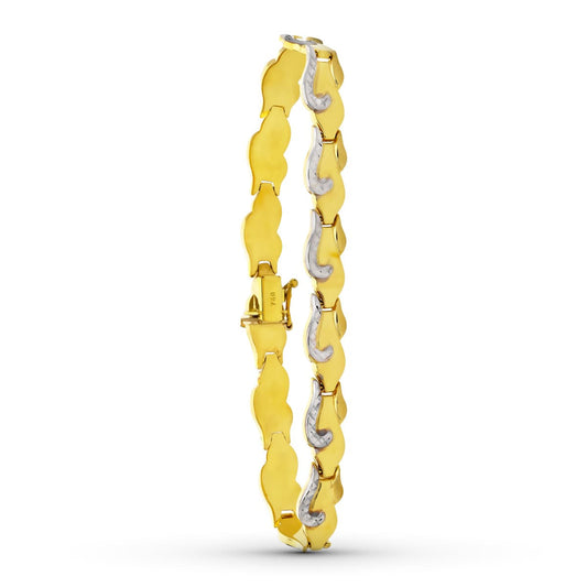 Pulsera Bicolor Estampacion 20 cm 18K