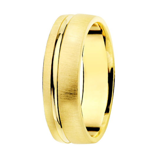Alianza Mate y Brillo 5,5 mm de oro amarillo 18K