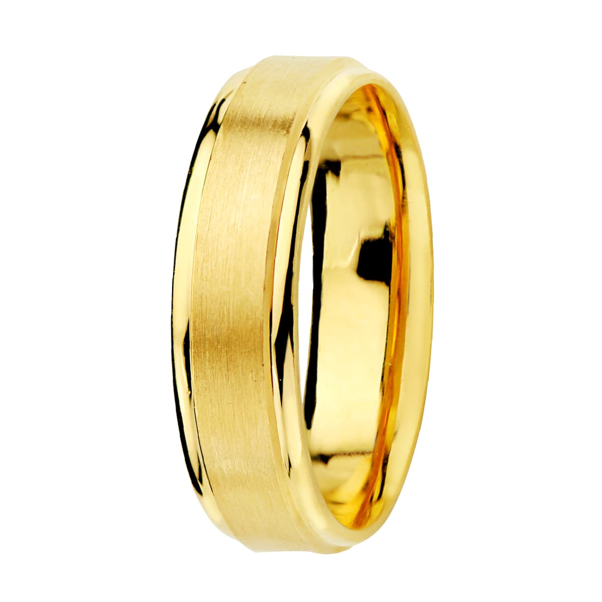 Alianza Mate y Brillo. Ancho: 5 mm de oro amarillo 18K