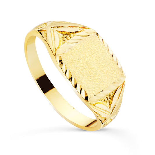 Sello Cadete Macizo y Tallado. Zona Grabado: 10 x 9 mm de oro amarillo 18K