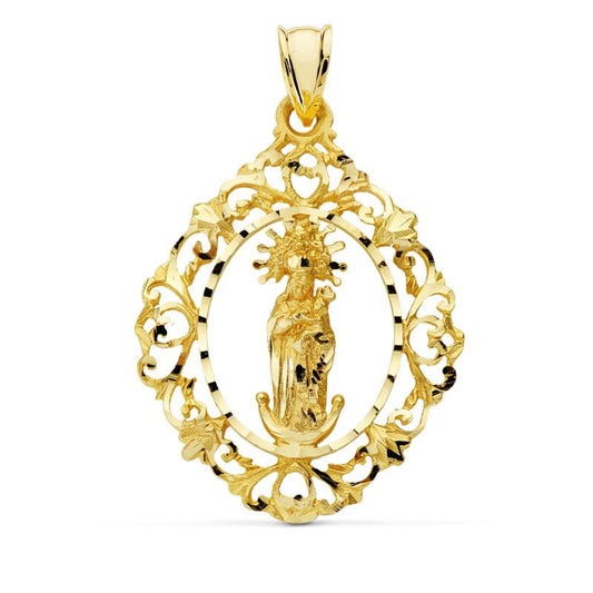 Medalla Virgen de la Almudena Cerco 37 x 27 mm de oro amarillo 18K