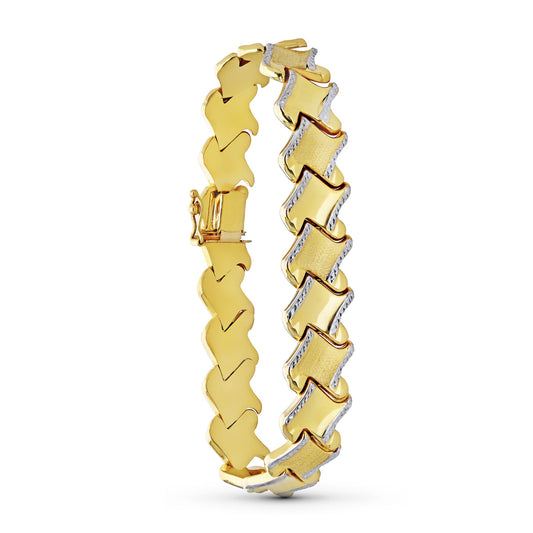 Pulsera Bicolor Estampacion 18K