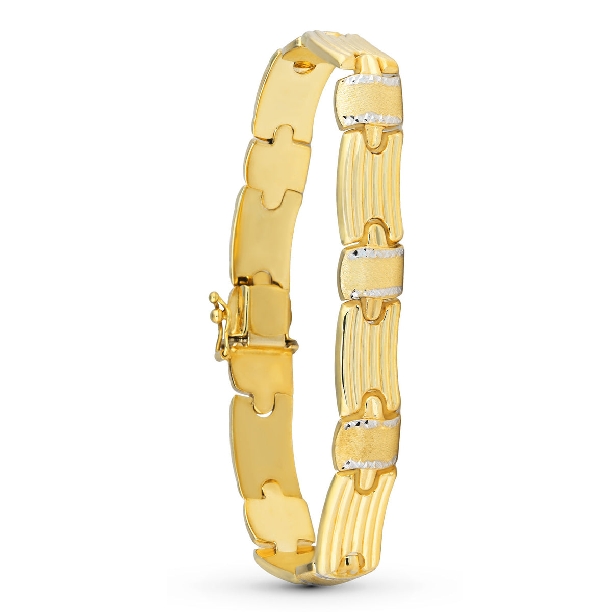 Pulsera Bicolor Estampacion 18K