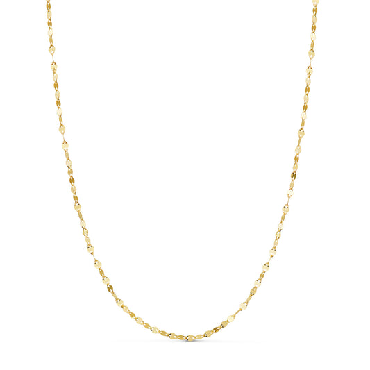 18K CADENA ORO AMARILLO MACIZA DIAMANTADA BRILLO. ANCHO: 2 MM. LARGO: 45 CM. CIERRE REASA
