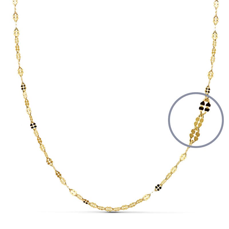 Cadena Maciza Diamantada 50cmx1.5. de oro amarillo 18K