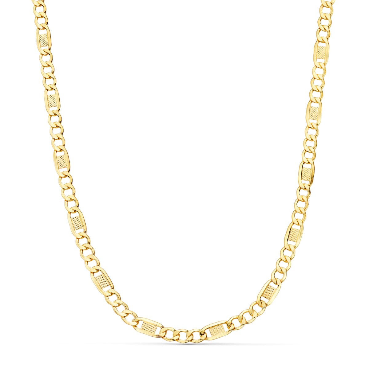 Cadena Eslabones Huecos 3x1. Largo 60 cm Ancho 4 mm de oro amarillo 18K