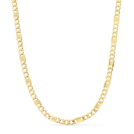 Cadena Eslabones Huecos 3x1. Largo 60 cm Ancho 4 mm de oro amarillo 18K