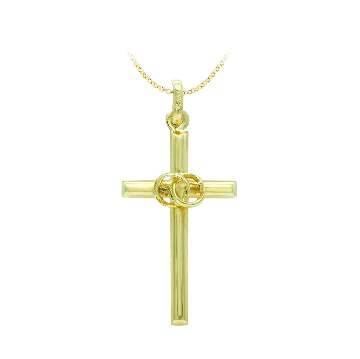 18K CRUZ ORO AMARILLO HUECA ALIANZAS. 23X12 MM