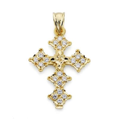 18K CRUZ ORO AMARILLO CANJAYAR CIRCONITA 31X22 MM