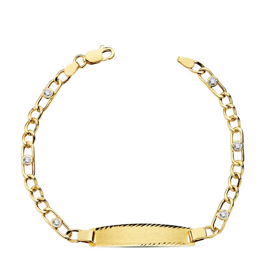 Pulsera Esclava Hueca Circonita 18,5 cm de oro amarillo 18K