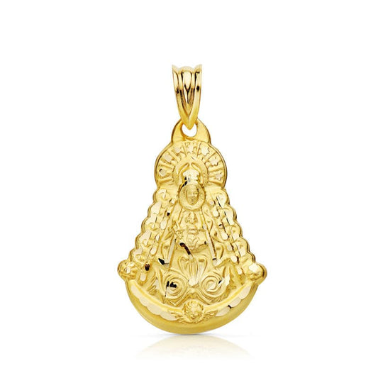 Medalla Virgen del Rocio Silueta 35 x 25 mm Tallada de oro amarillo 18K