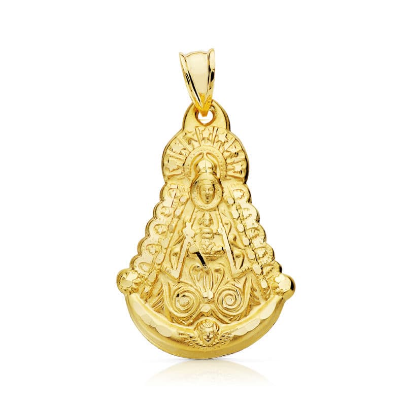 Medalla Virgen del Rocio Silueta 30 x 20 mm de oro amarillo 18K