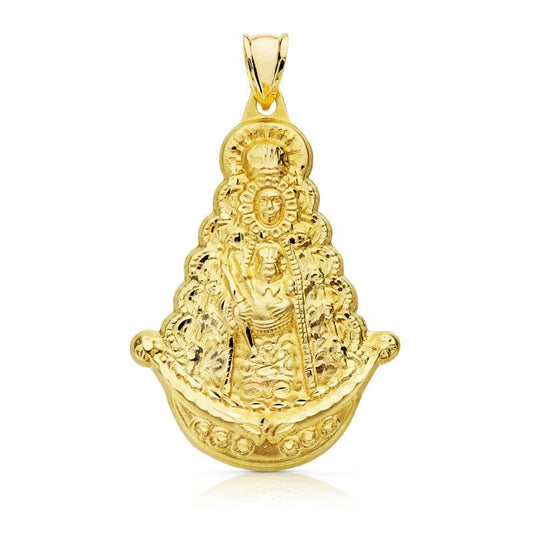 Medalla Virgen del Rocio Silueta 40 x 25 mm de oro amarillo 18K