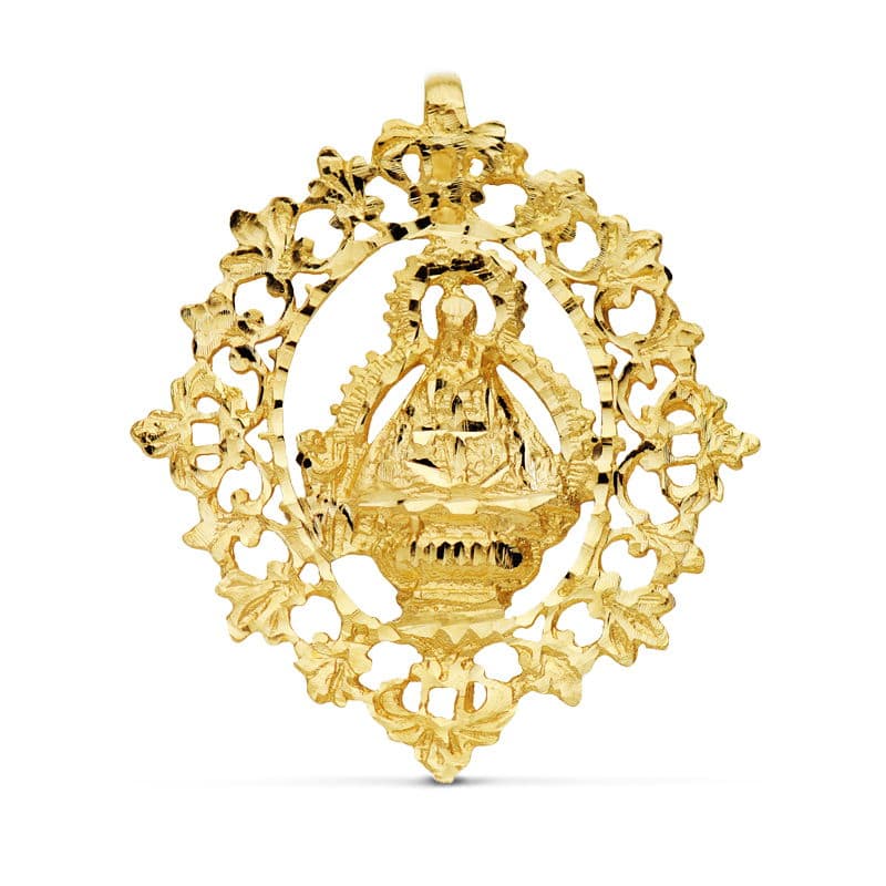 Medalla Virgen de la Cabeza con Cerco Filigrana 36 x 32 mm de oro amarillo 18K