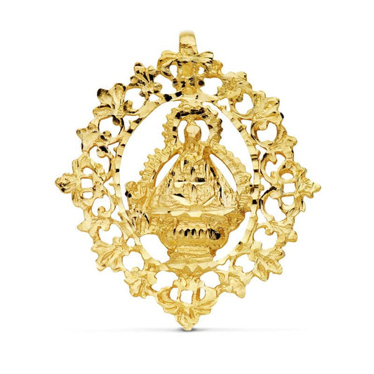 Medalla Virgen de la Cabeza con Cerco Filigrana 36 x 32 mm de oro amarillo 18K