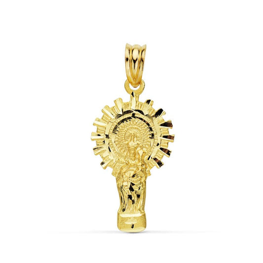 18K MEDALLA ORO AMARILLO VIRGEN PILAR SILUETA 28X15 MM