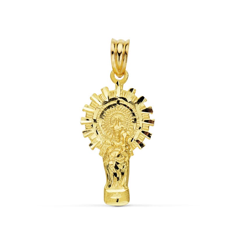 Medalla Virgen Pilar Silueta 28 x 15 mm de oro amarillo 18K