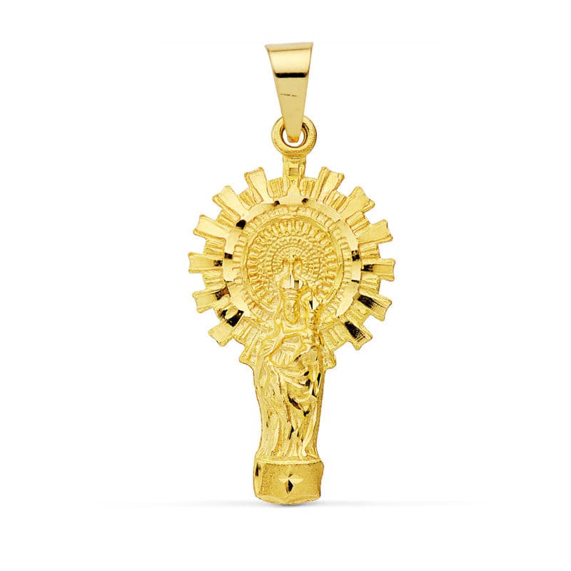 Medalla Virgen del Pilar Silueta 32 x 17 mm de oro amarillo 18K