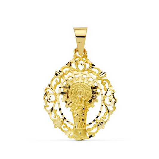 Medalla Virgen Pilar Orla 36 x 28 mm de oro amarillo 18K