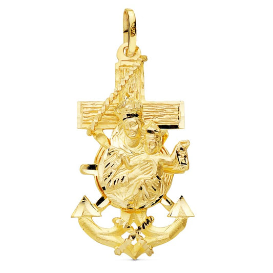 Cruz Marinera Virgen del Carmen 47 x 25 mm de oro amarillo 9K