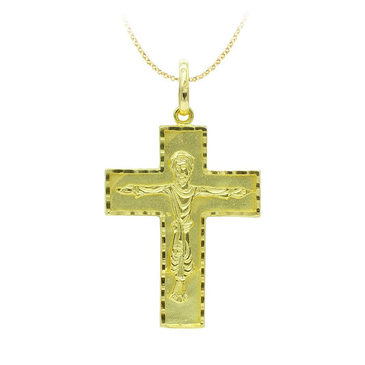 18K CRUZ ORO AMARILLO CON CRISTO. 32X23 MM