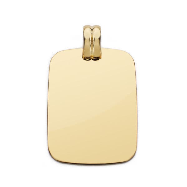 18K PLACA CHAPA ORO AMARILLO LISA EN BRILLO 28X20 MM