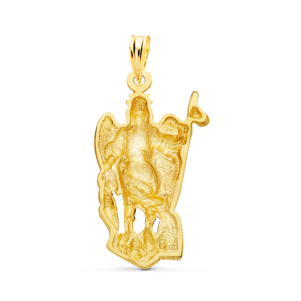 18K COLGANTE ORO AMARILLO SAN RAFAEL SILUETA. 29 X 17 MM.