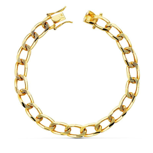 Pulsera Barbada Maciza 8 mm 22 cm de oro amarillo 18K