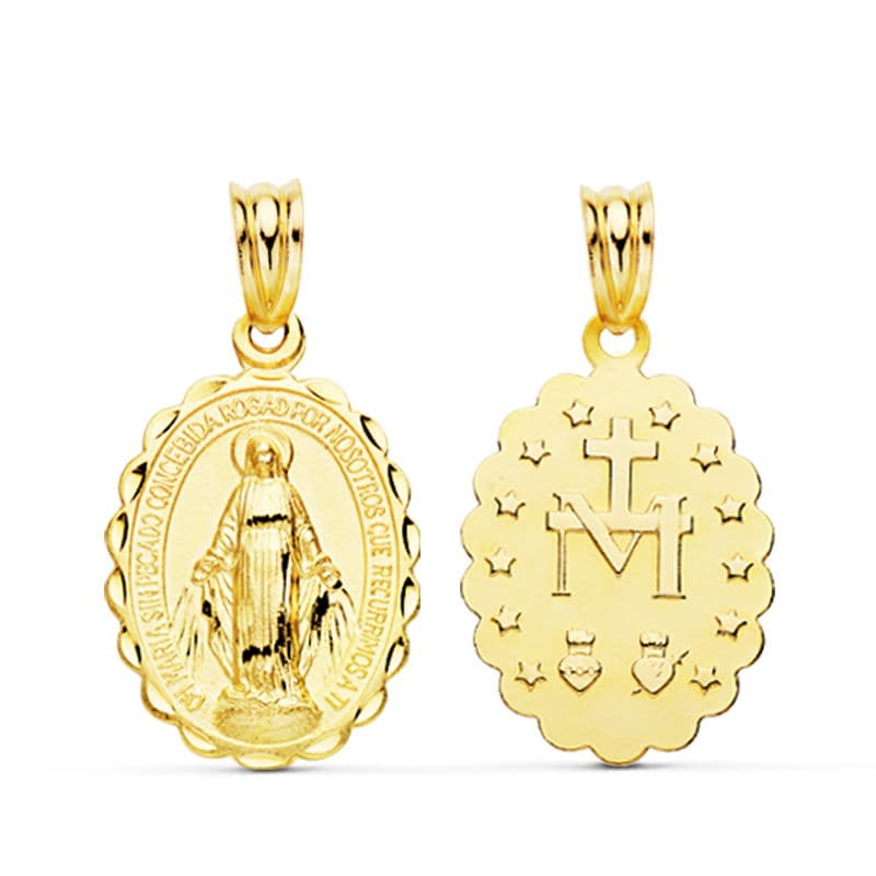 Medalla Escapulario Virgen de la Milagrosa 23 x 14 mm 1,60 Gr de oro amarillo 18K