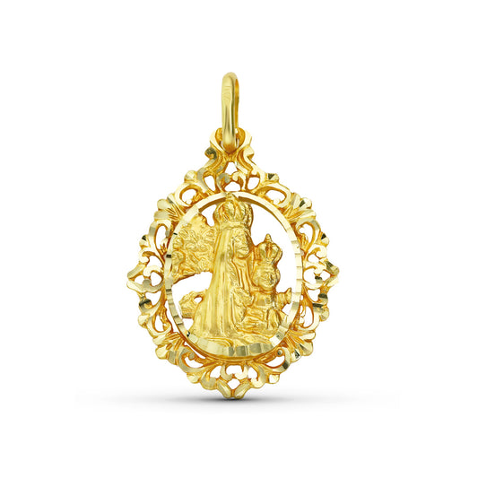Medalla Virgen de la Salud Cerco 29 x 22 mm de oro amarillo 18K