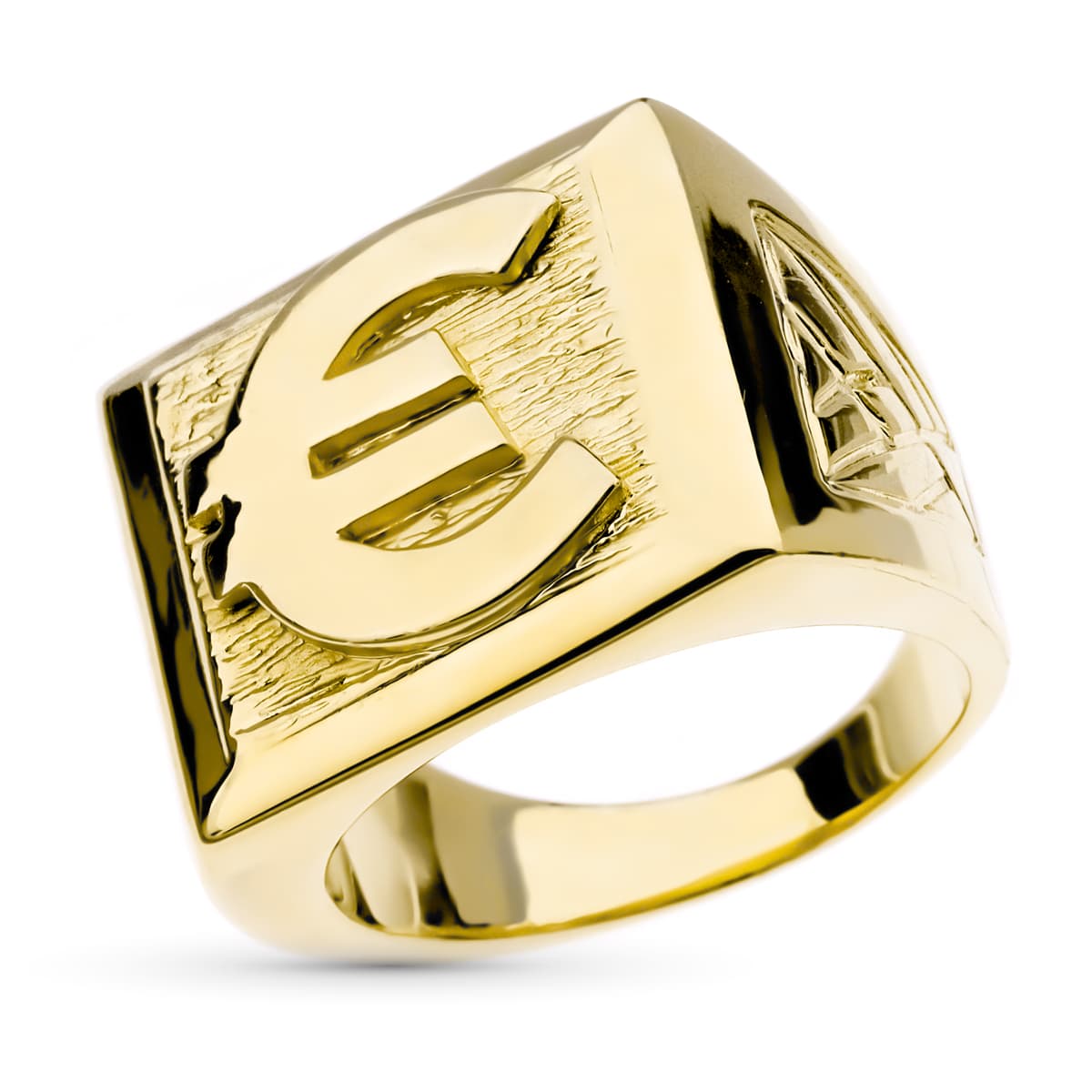 Sello Euro Macizo Cuadrado. Ancho: 21 mm de oro amarillo 18K