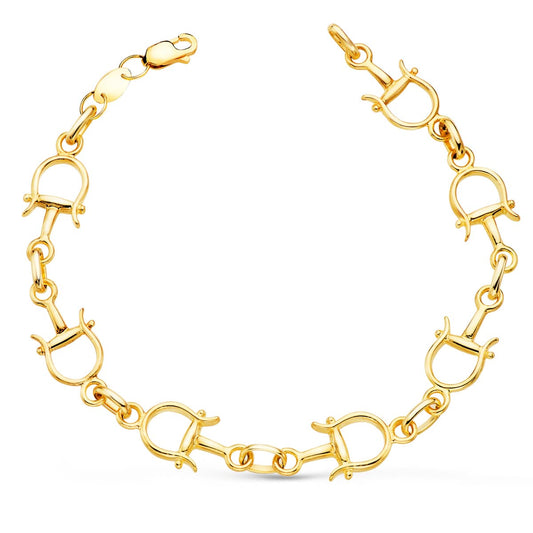 Pulsera Estribos en Brillo Ancho 10 mm Largo 20 cm de oro amarillo 18K