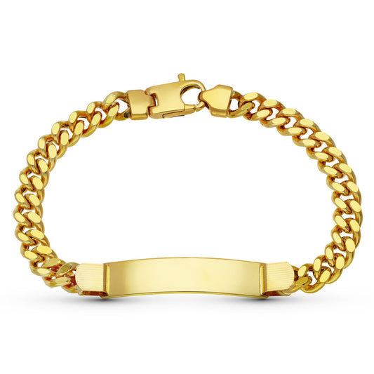 Esclava Barbada Maciza Caballero de oro amarillo 18K