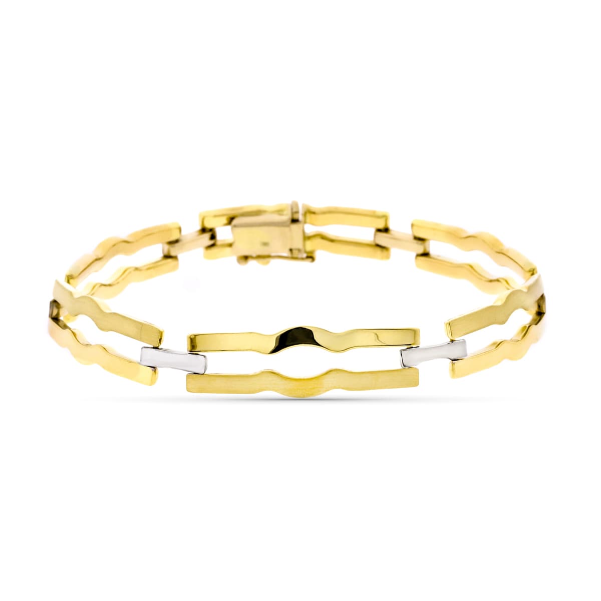 Pulsera Bicolor Mate y Brillo 18K