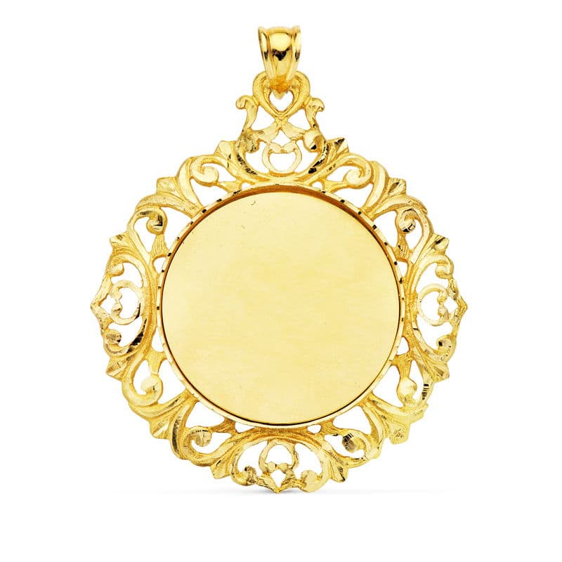 18K PLACA CHAPA CERCO ORO AMARILLO REDONDO 47X41 MM