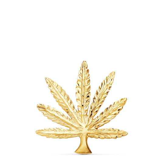 Colgante Marihuana Tallada 30 x 28 mm de oro amarillo 18K