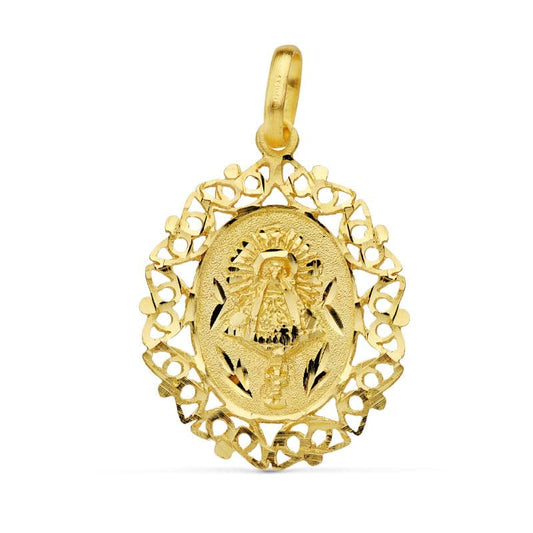 Medalla Virgen del Pilar Cerco 29 x 21 mm de oro amarillo 18K
