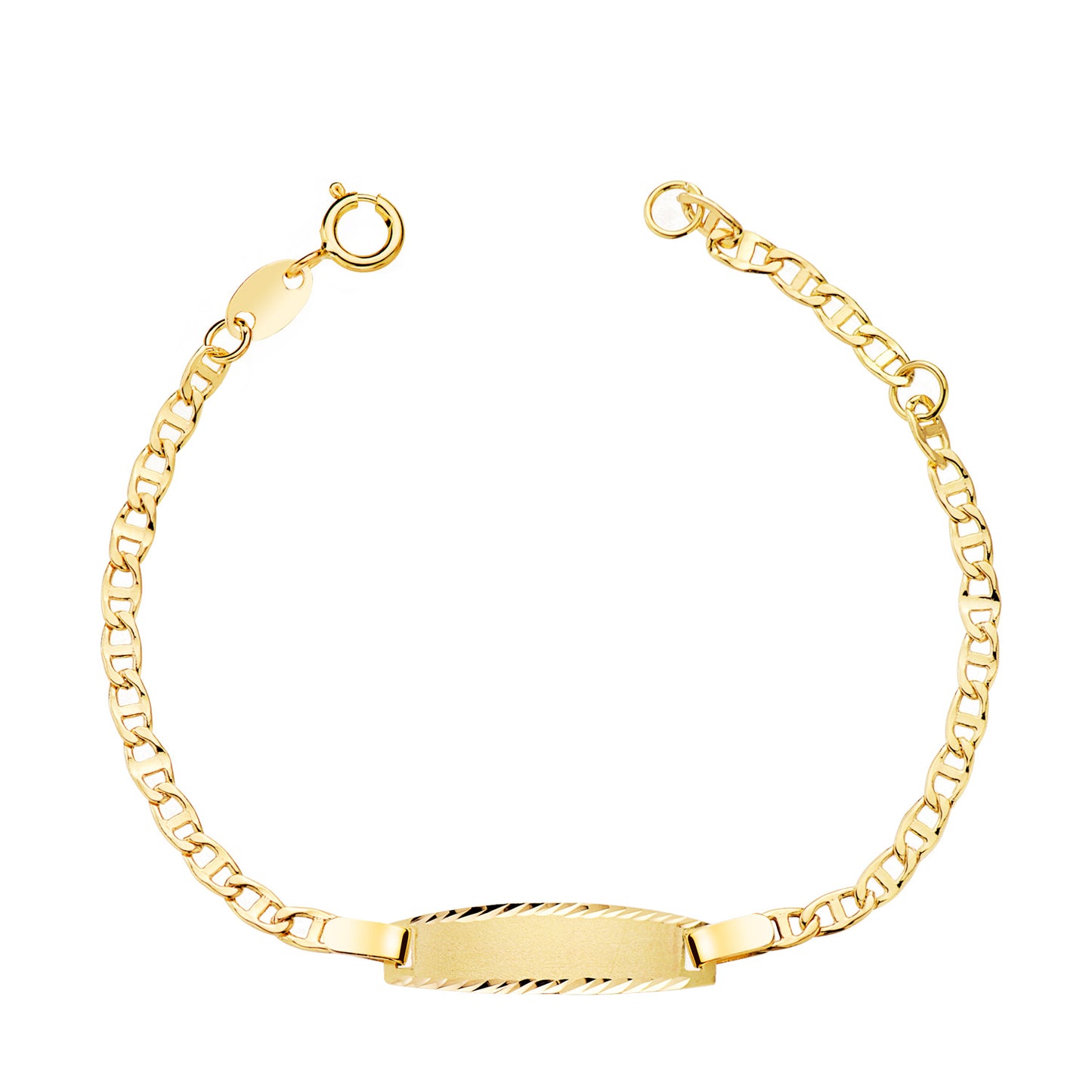 18K ESCLAVA ORO AMARILLO ANCLA 12,5 2 CM PLACA CHAPA TALLADA 19X5 MM