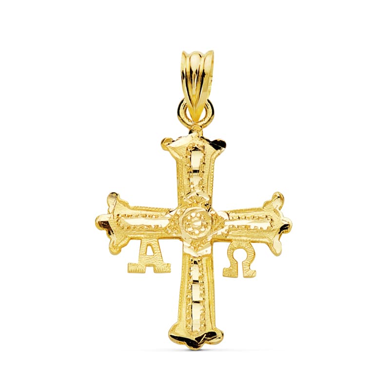 9K CRUZ DE COVADONGA O VICTORIA ORO AMARILLO 27X24 MM