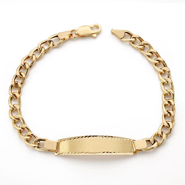 Esclava Barbada Hueca 19 cm de oro amarillo 18K