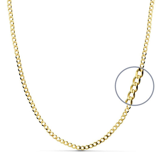 18K CADENA ORO AMARILLO BARBADA MACIZA 50CM ANCHO 2.75 MM