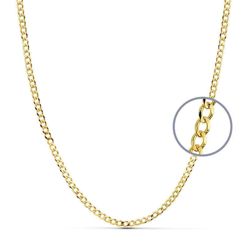 Cadena Barbada 60 cm Maciza. 3 mm de oro amarillo 18K