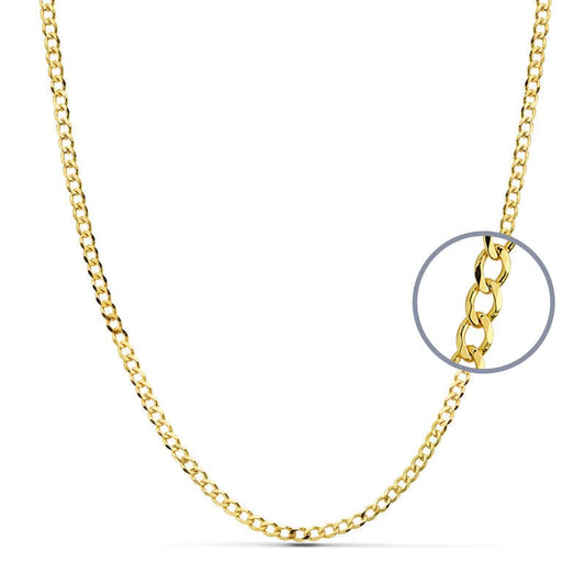 18K CADENA ORO AMARILLO BARBADA 60CM MACIZA. 3MM